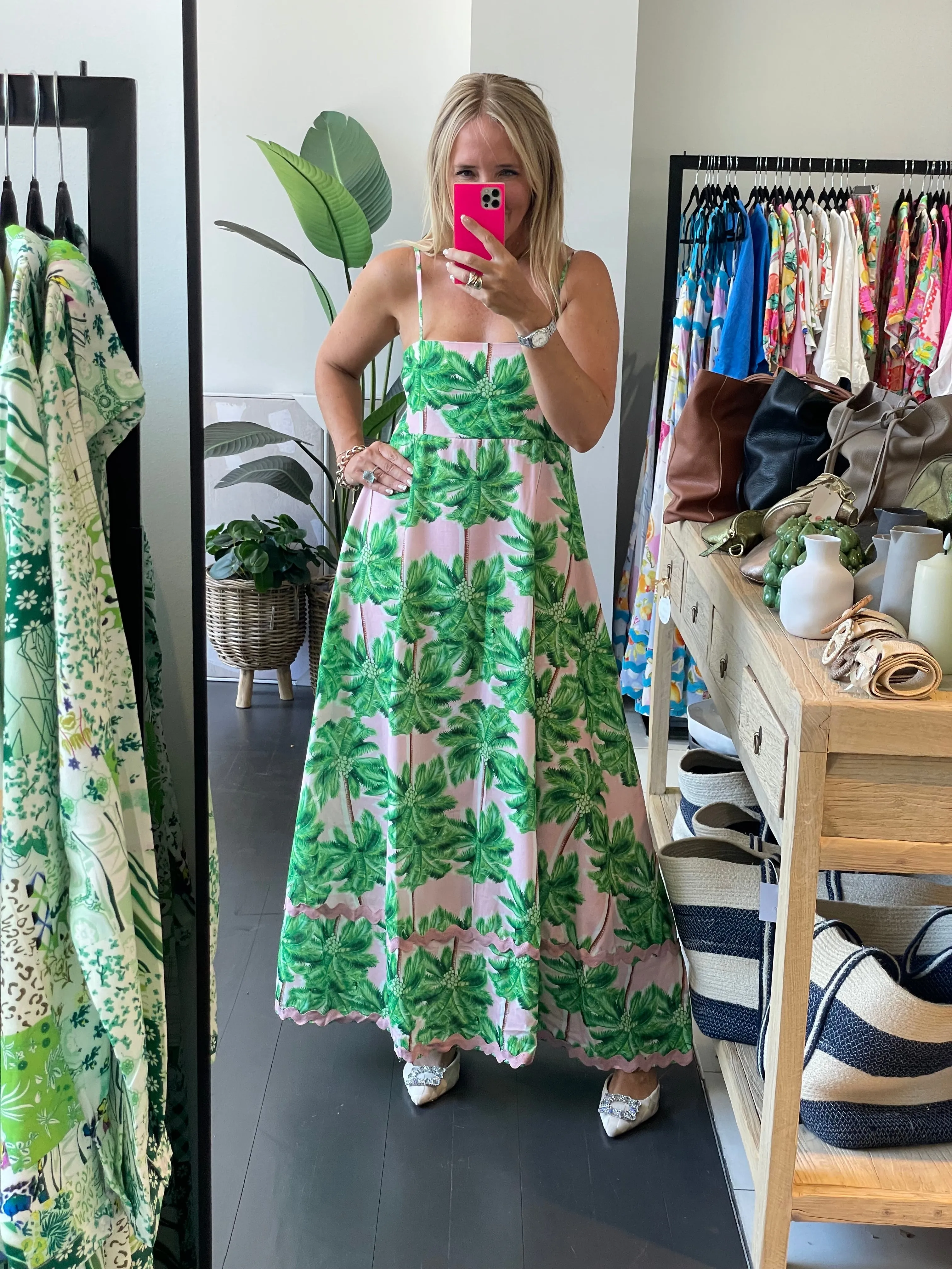 Pink Palms Maxi Dress