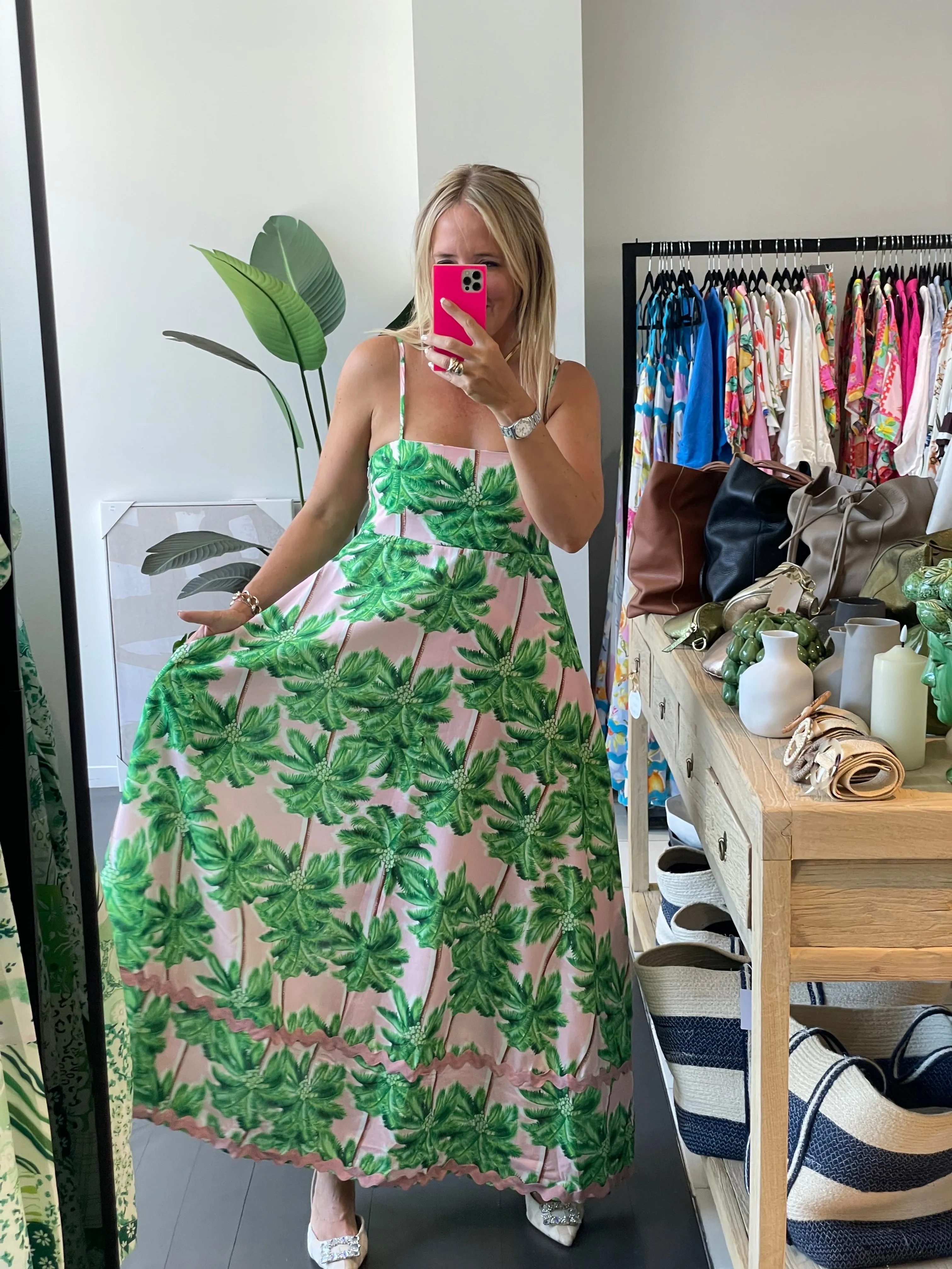 Pink Palms Maxi Dress