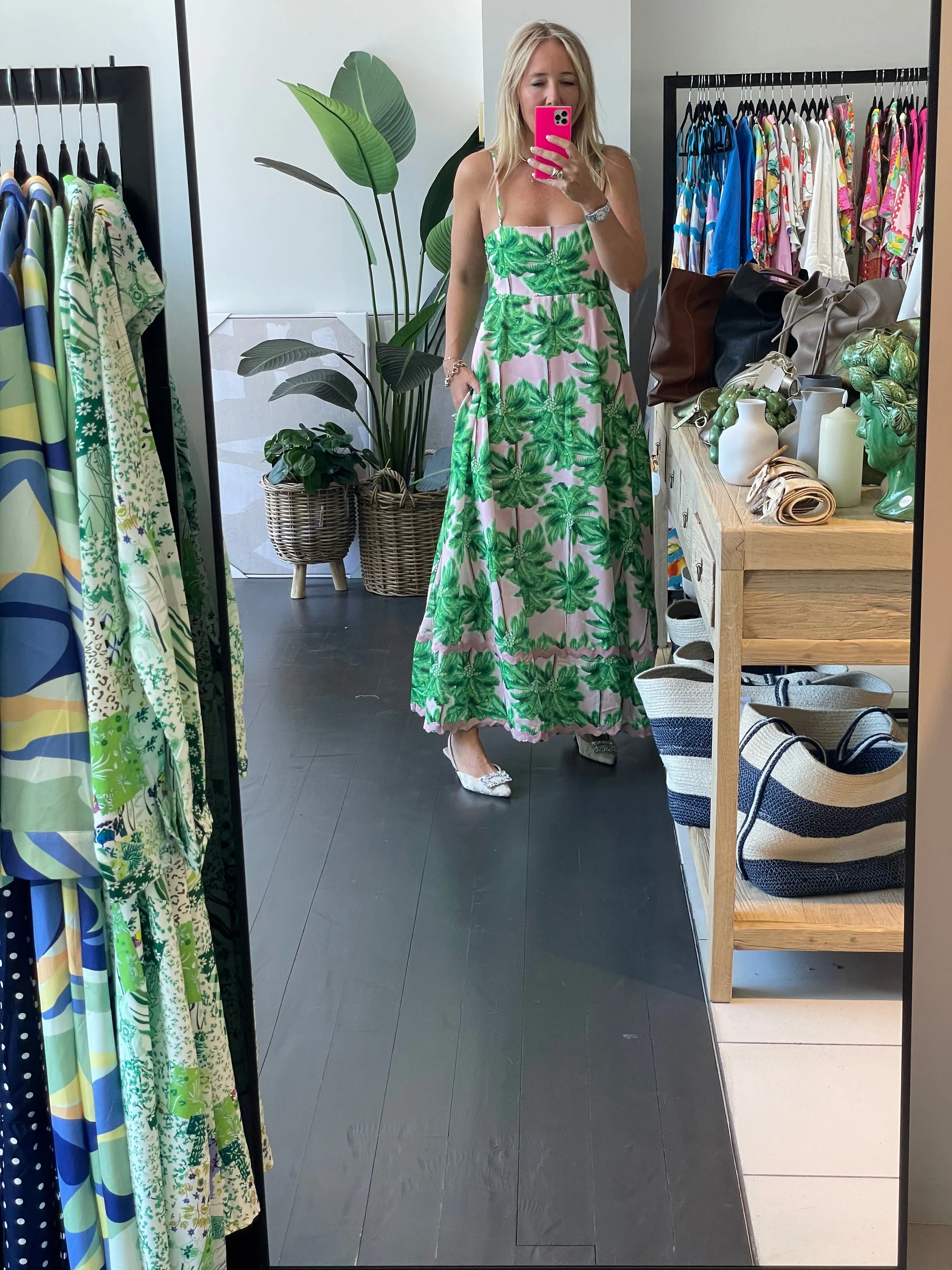 Pink Palms Maxi Dress