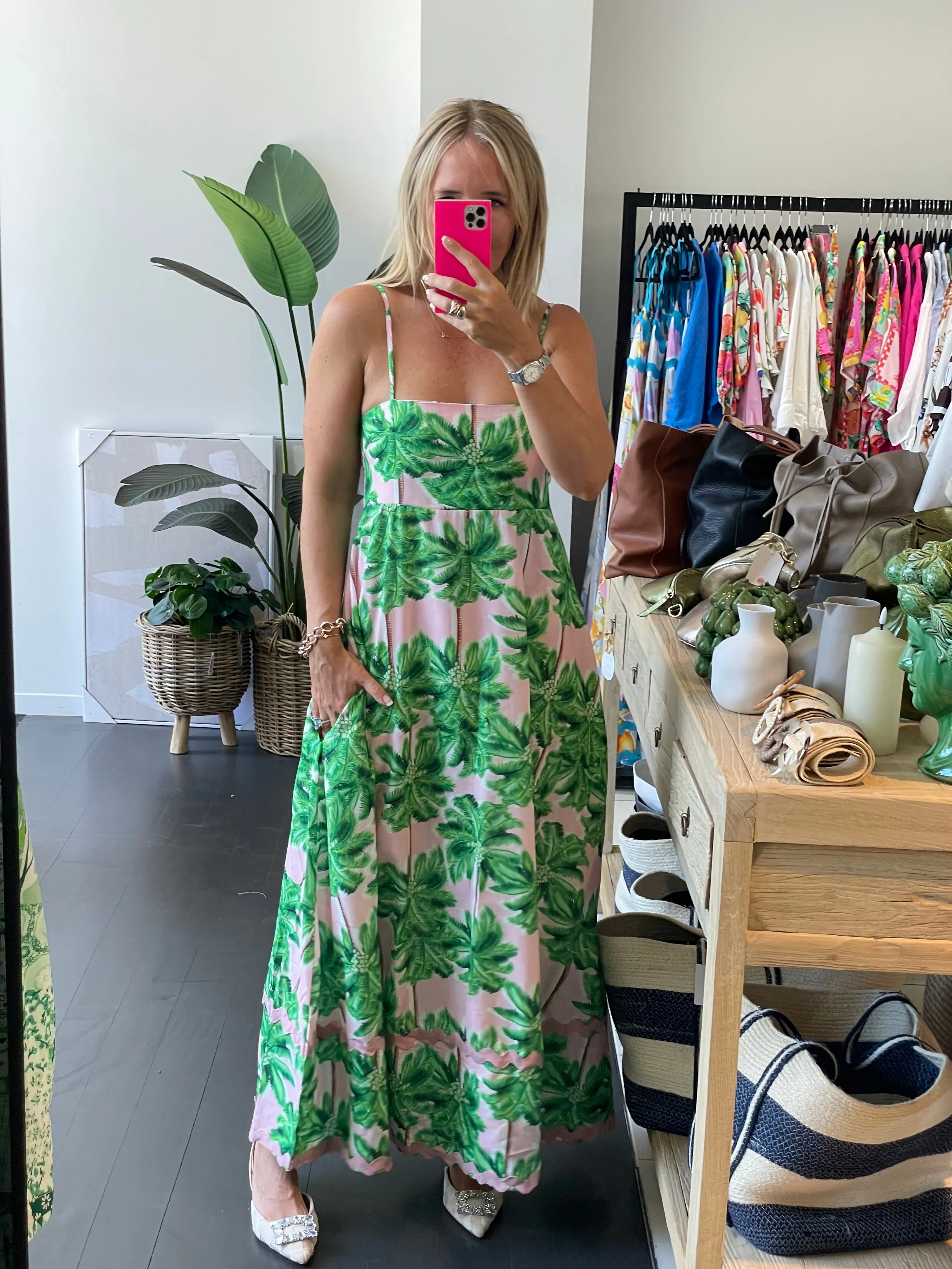 Pink Palms Maxi Dress