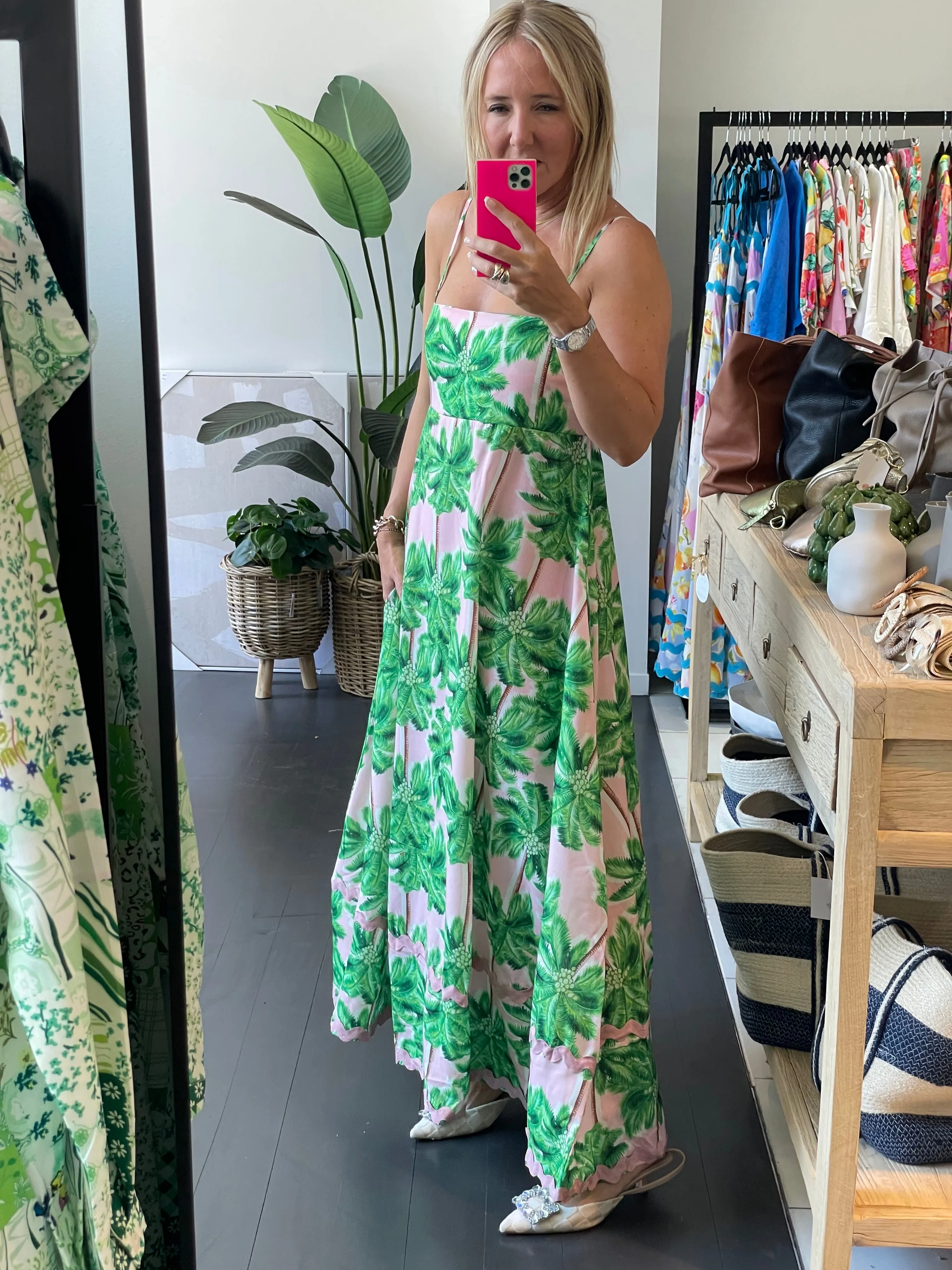 Pink Palms Maxi Dress