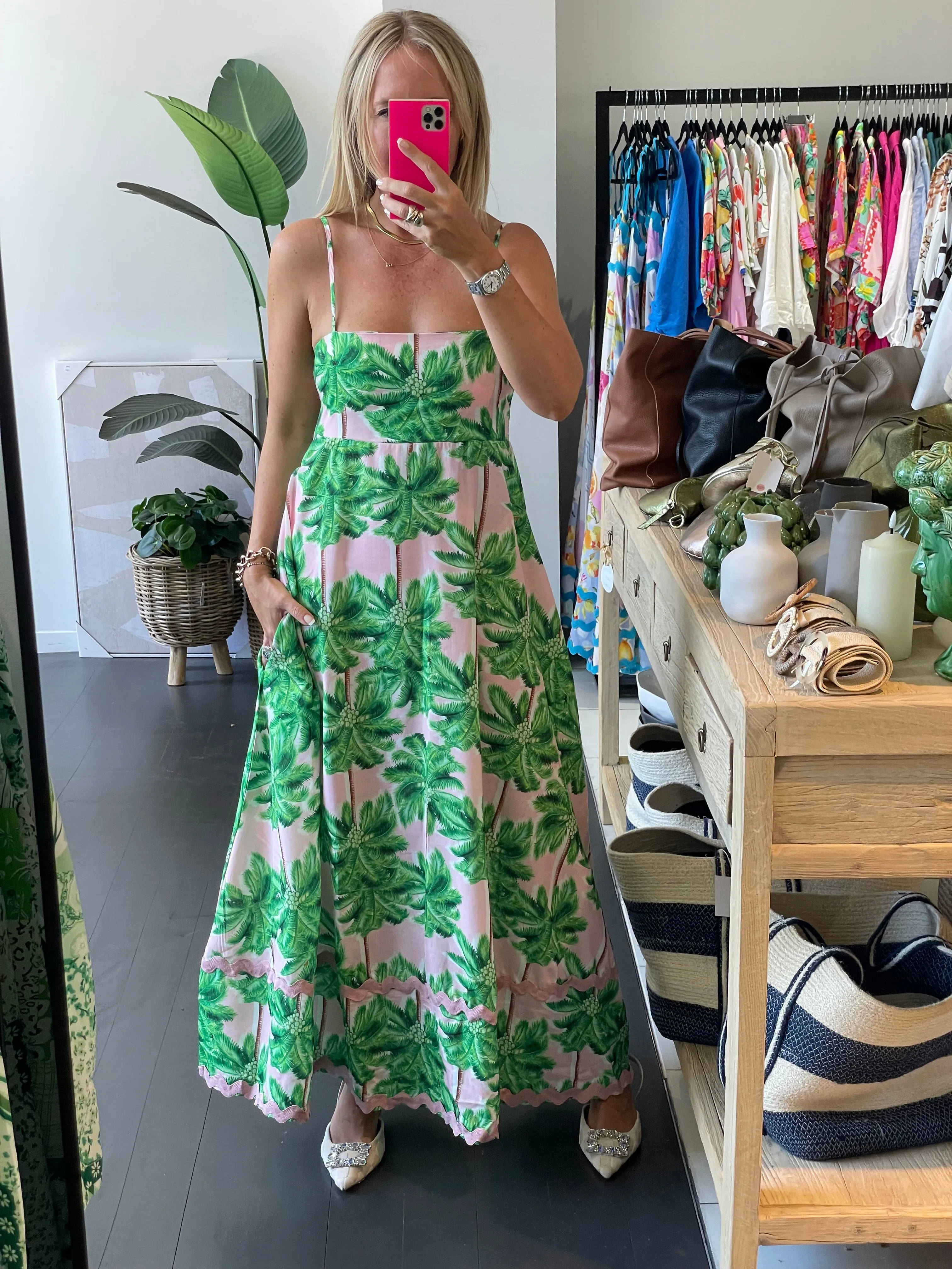 Pink Palms Maxi Dress