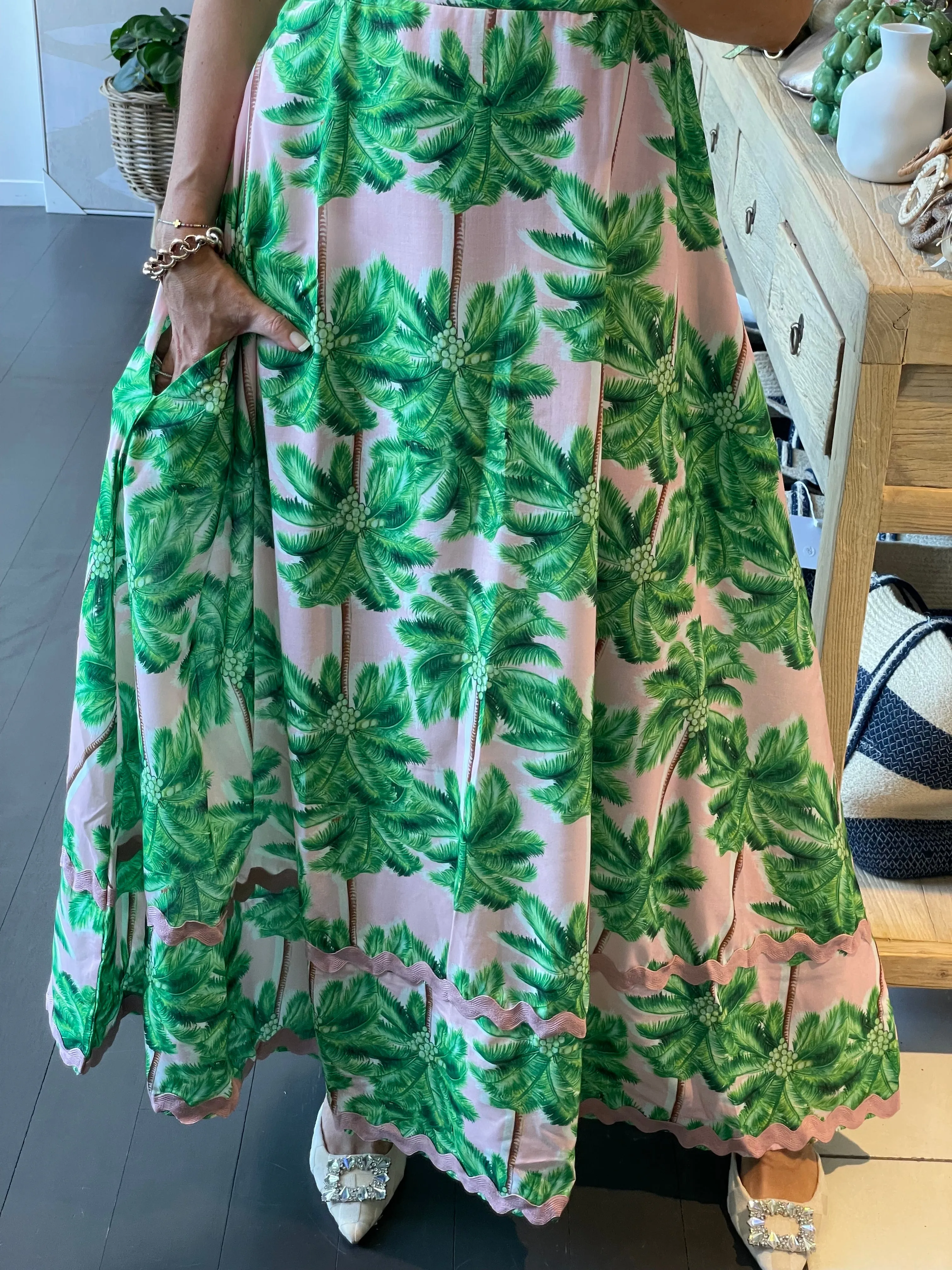 Pink Palms Maxi Dress