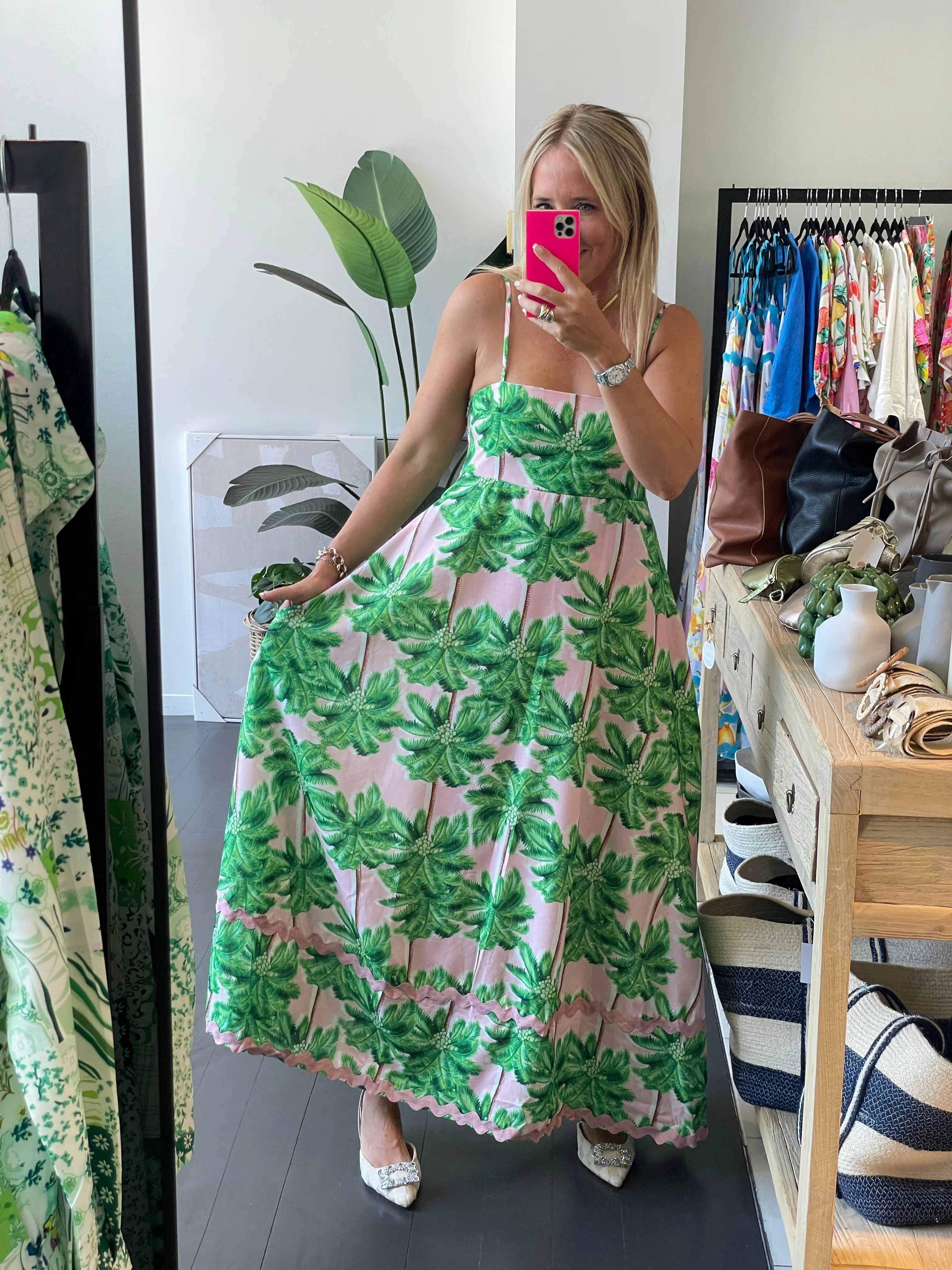 Pink Palms Maxi Dress