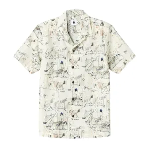 Pretty Green Music Sketch Short Sleeve Stone Shirt