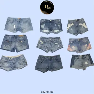 Retro Y2K Branded Denim Mini Shorts – Trendy Throwback (GRV-10-107)