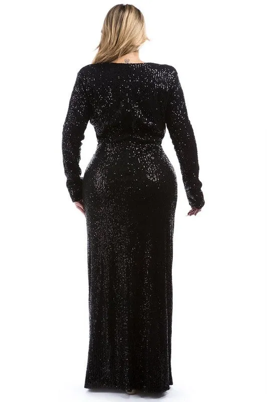 Royal Curves Black Sequin Gown-FINAL SALE-NOT ELIGIBLE FOR EXCHANGE OR REFUND