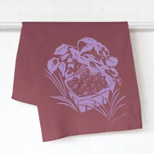 Screen Printed Purple Blackberries Generous Kitchen Towel