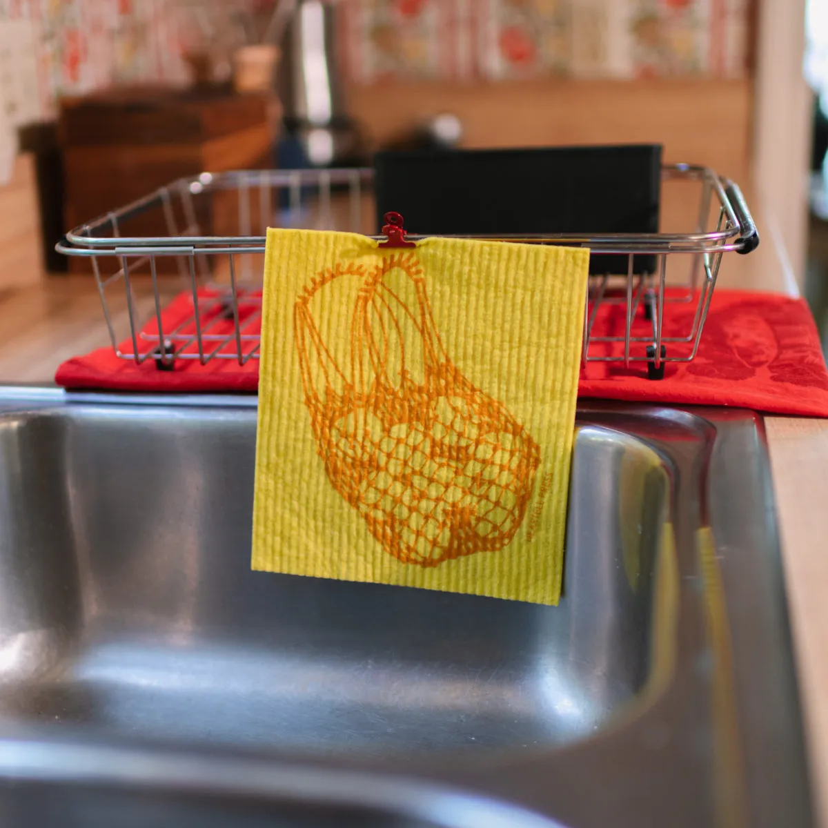 Screen Printed Yellow Lemons Sponge Cloth