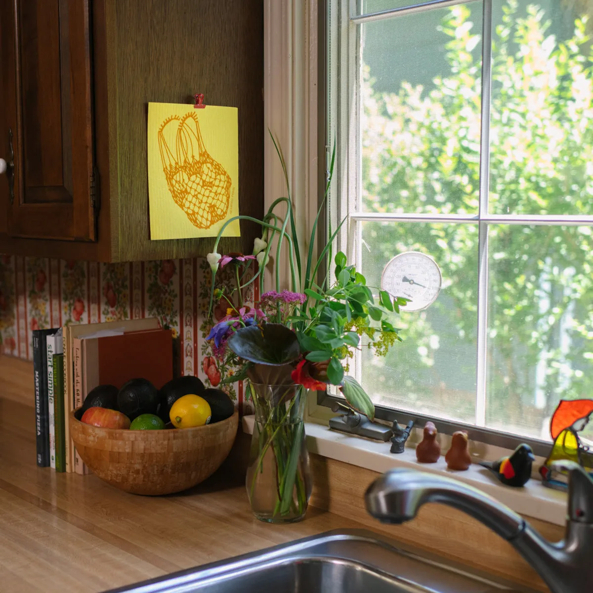 Screen Printed Yellow Lemons Sponge Cloth