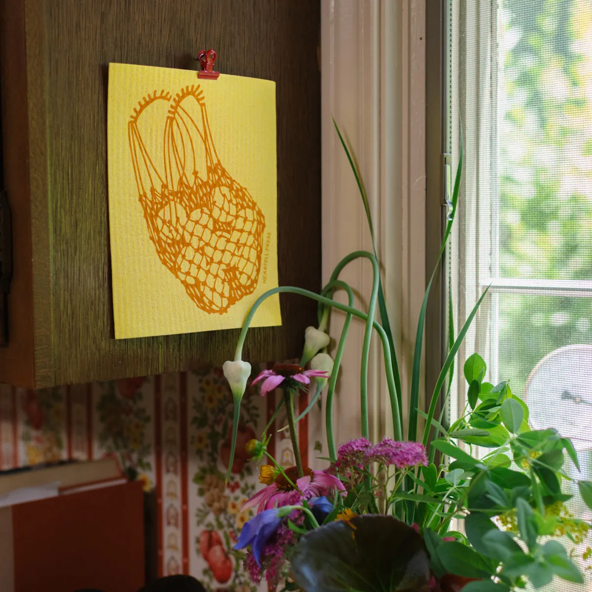 Screen Printed Yellow Lemons Sponge Cloth