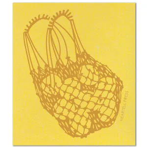 Screen Printed Yellow Lemons Sponge Cloth