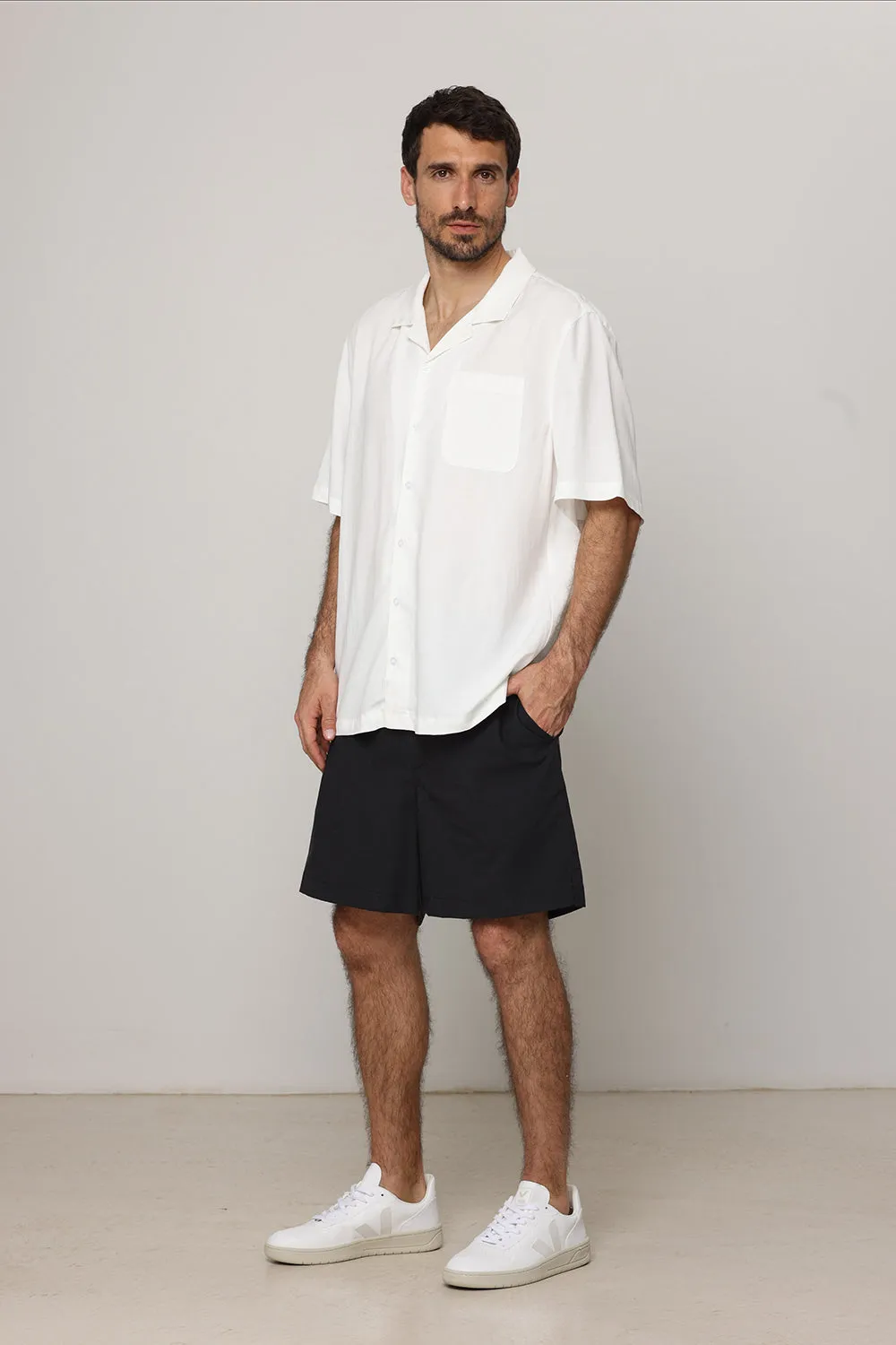 Short Sleeve Buttoned Shirt For Men White