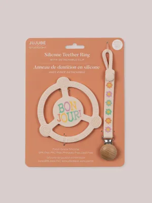 Silicone Teether Ring & Detachable Clip - Bonjour Bébé