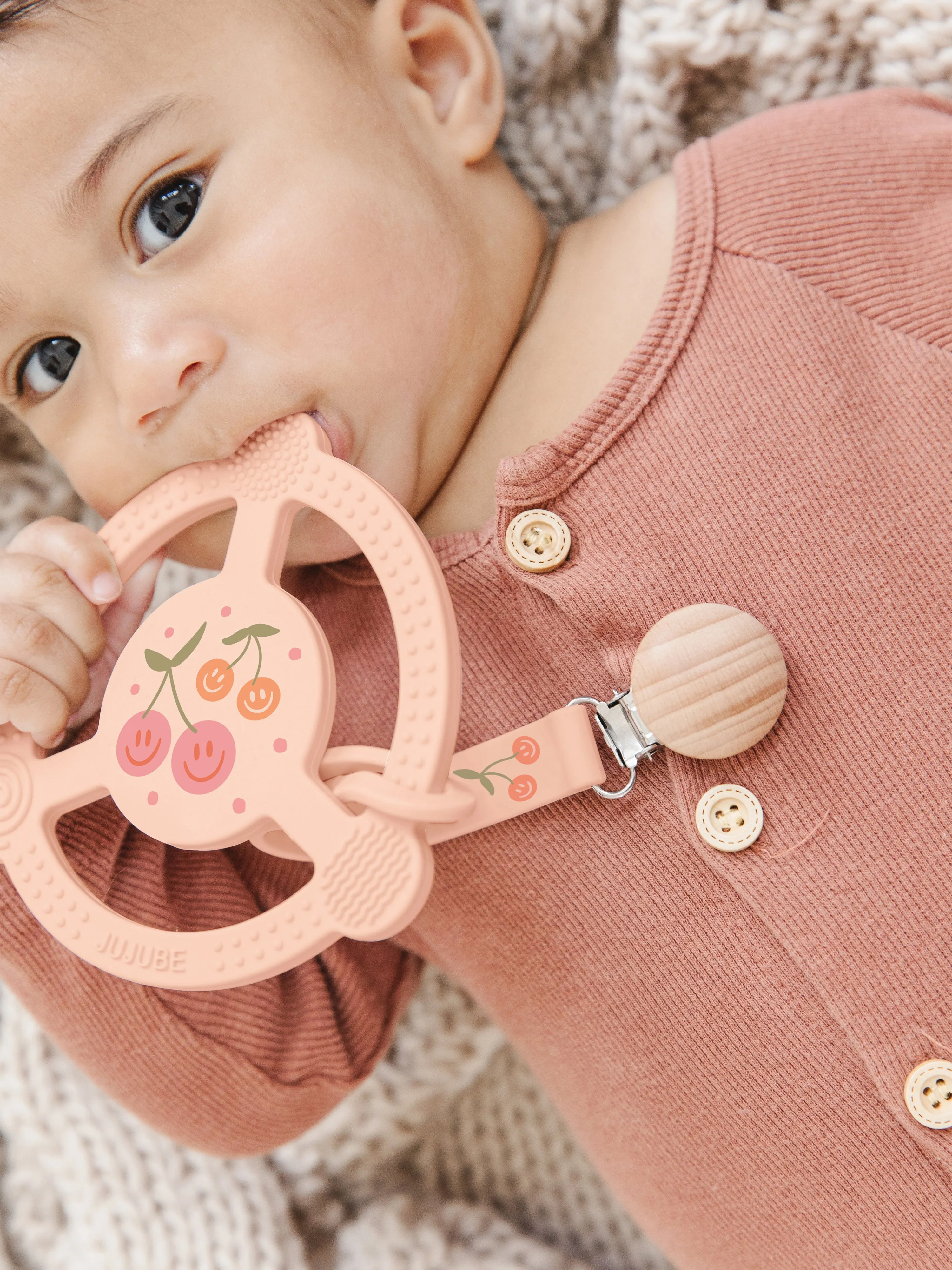 Silicone Teether Ring & Detachable Clip - Cherry Cute by Doodle By Meg