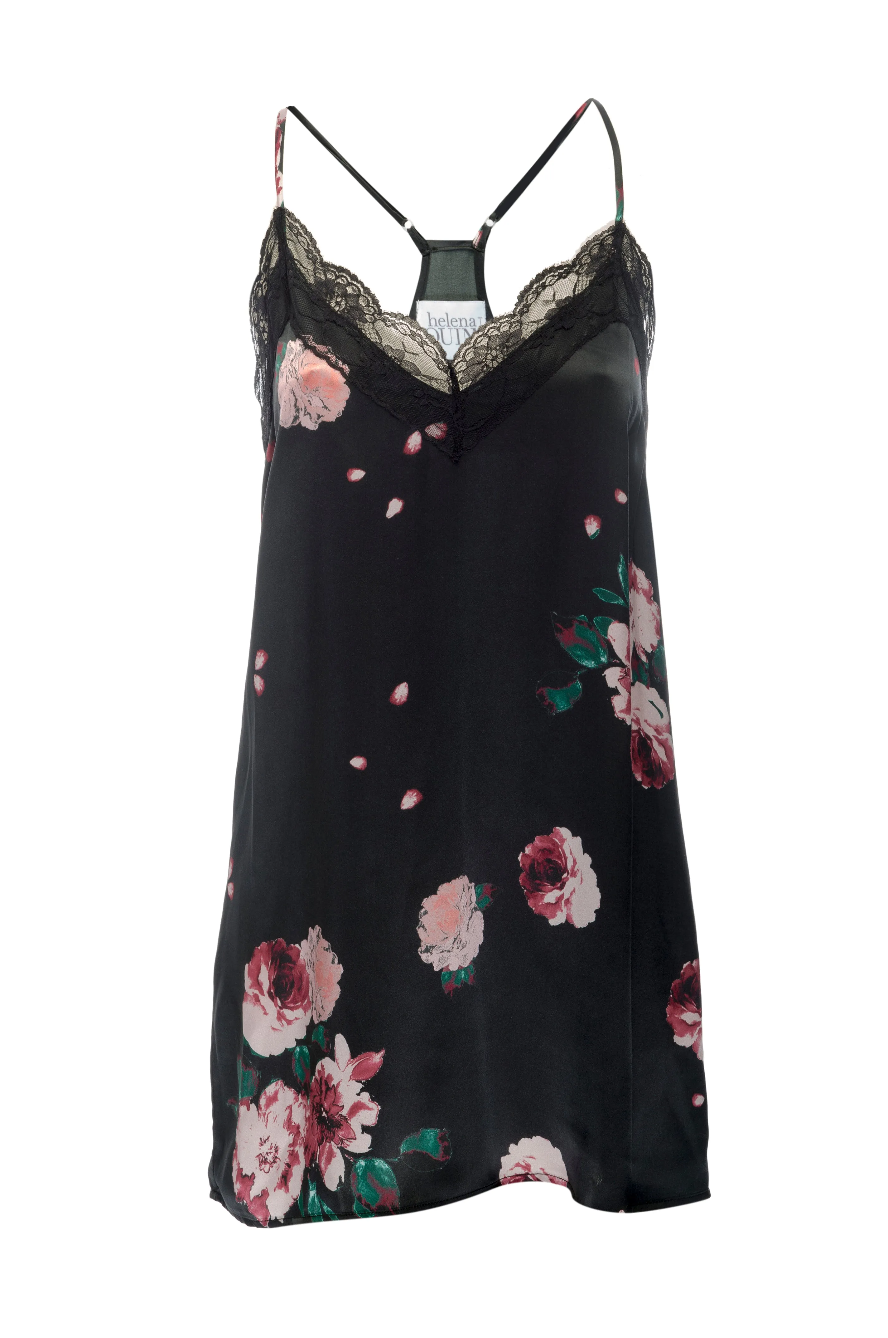 Silk 'Teddie' Slip: Black Floral Print