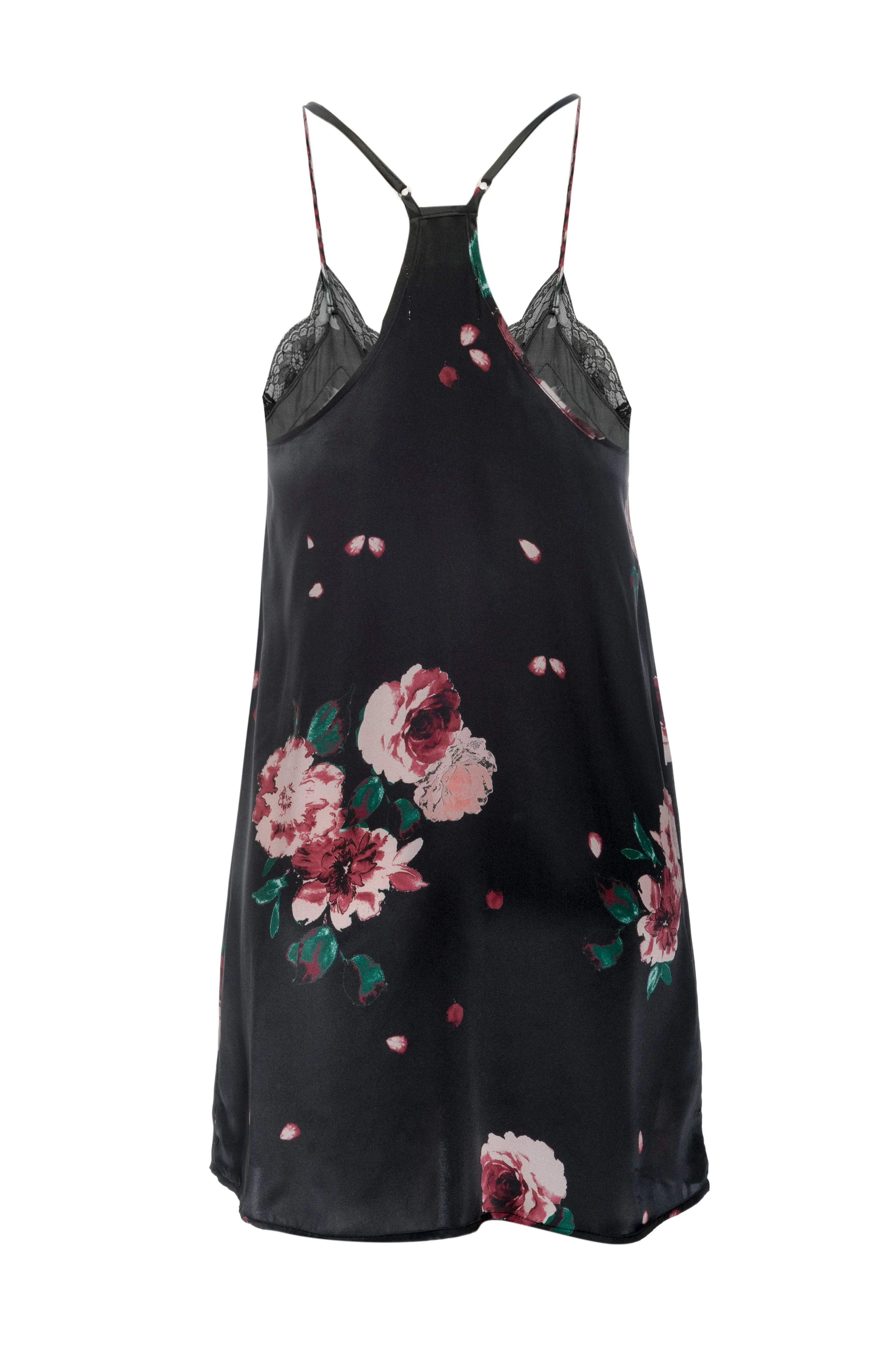 Silk 'Teddie' Slip: Black Floral Print