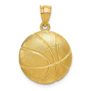 Solid 14k Yellow Gold Basketball Charm Pendant