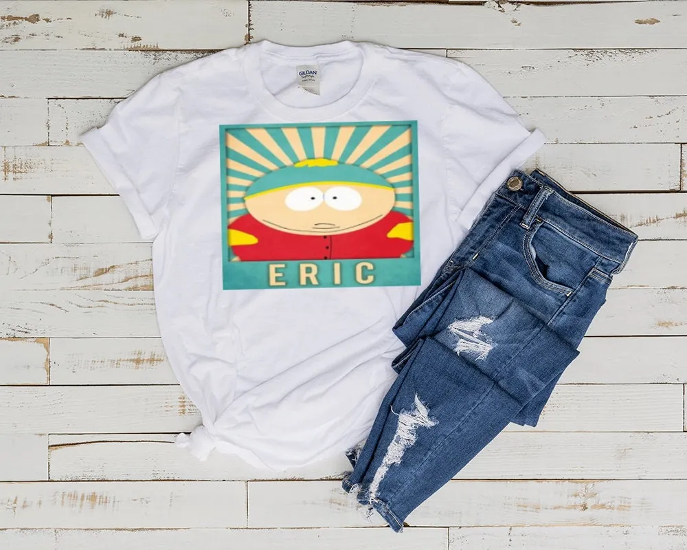 southpark  eric cartman name card t shirt   ,southpark t shirt ,90s cartoon t shirt