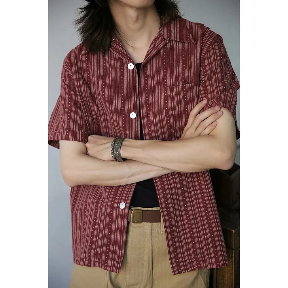 Striped Camp Lounge Shirt with Retro Short Sleeves - Casual Style