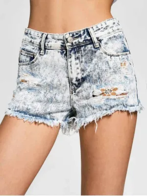 Trendy Cutoffs Tie Dyed Denim Shorts