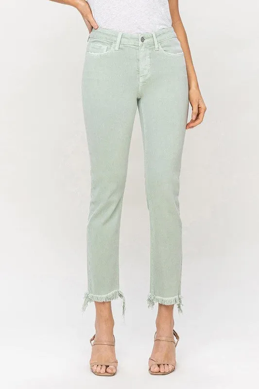 Vervet Mint Mid Rise Crop Straight Jeans