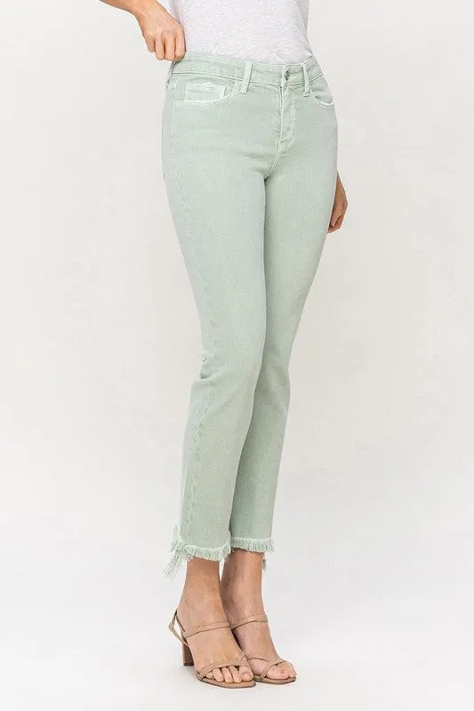 Vervet Mint Mid Rise Crop Straight Jeans